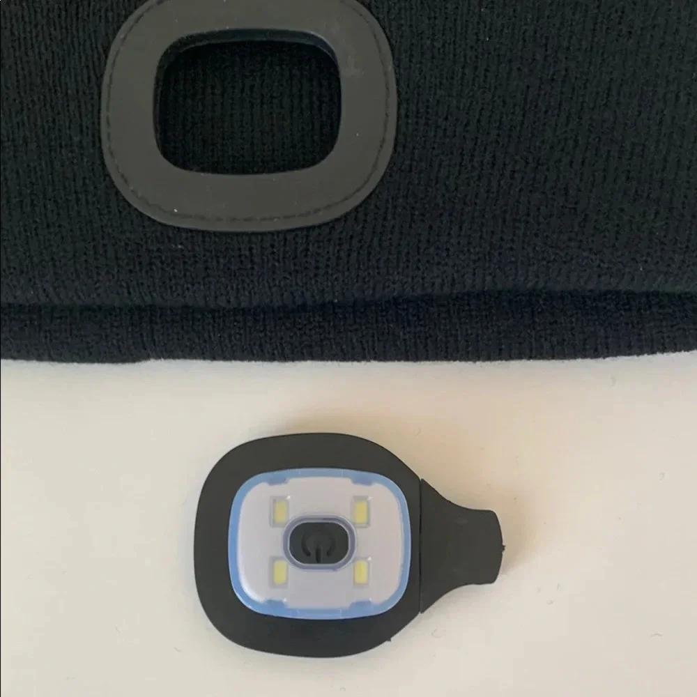 Unisex LED Light Headlamp Winter Knitted Beanie USB Rechargeable Cap Black - Picture 5 of 6